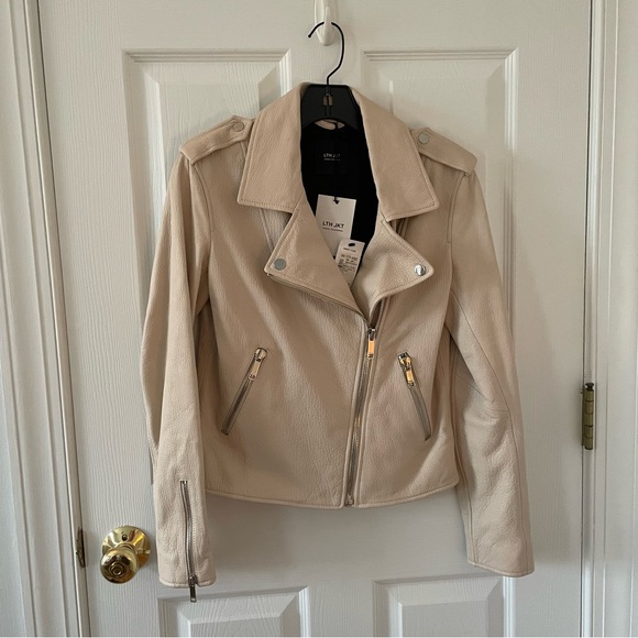 LTH JKT Leather Kas Biker Jacket Cream Off White Blanc Women’s Small NEW W/ TAGS - Picture 5 of 6